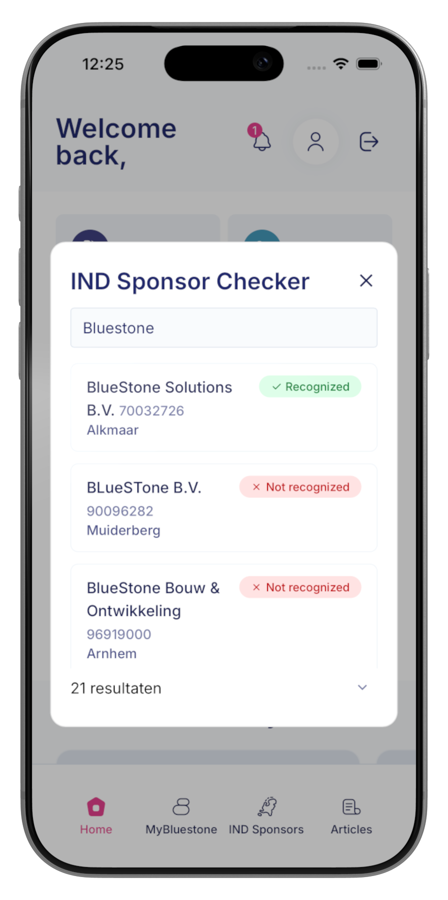 IND sponsor checker app screenshot